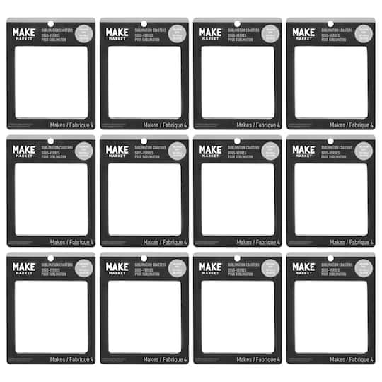 12 Packs: 4 ct. (48 total) 3.7" Square Sublimation Coasters by Make Market®